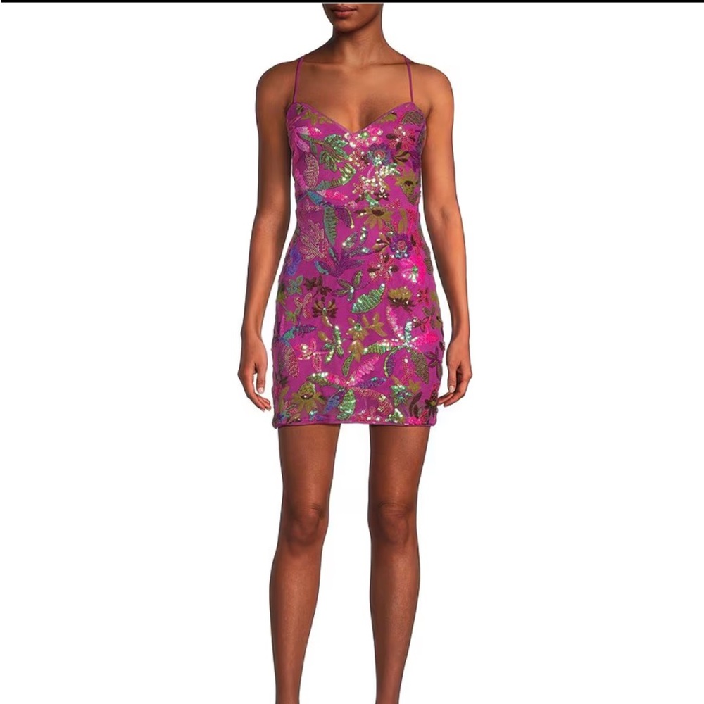 Floral Pink Sequin Dress